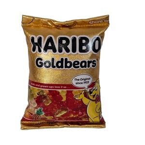 RARE Haribo GoldBears Plush Stuffed Gummi Gummy Bear Bag Gold Pillow Kitschy